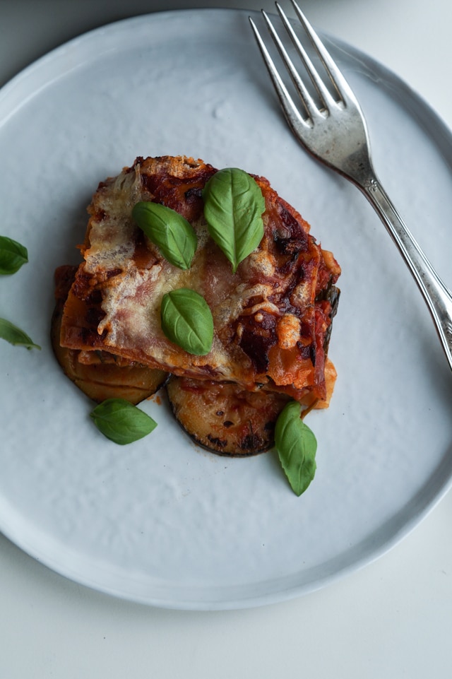 Vegetarlasagne med stegte grøntsager vegetar lasagne