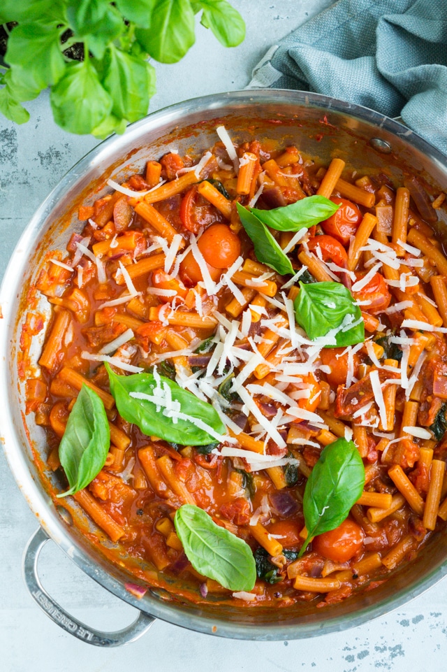 Vegetarisk one-pot pasta