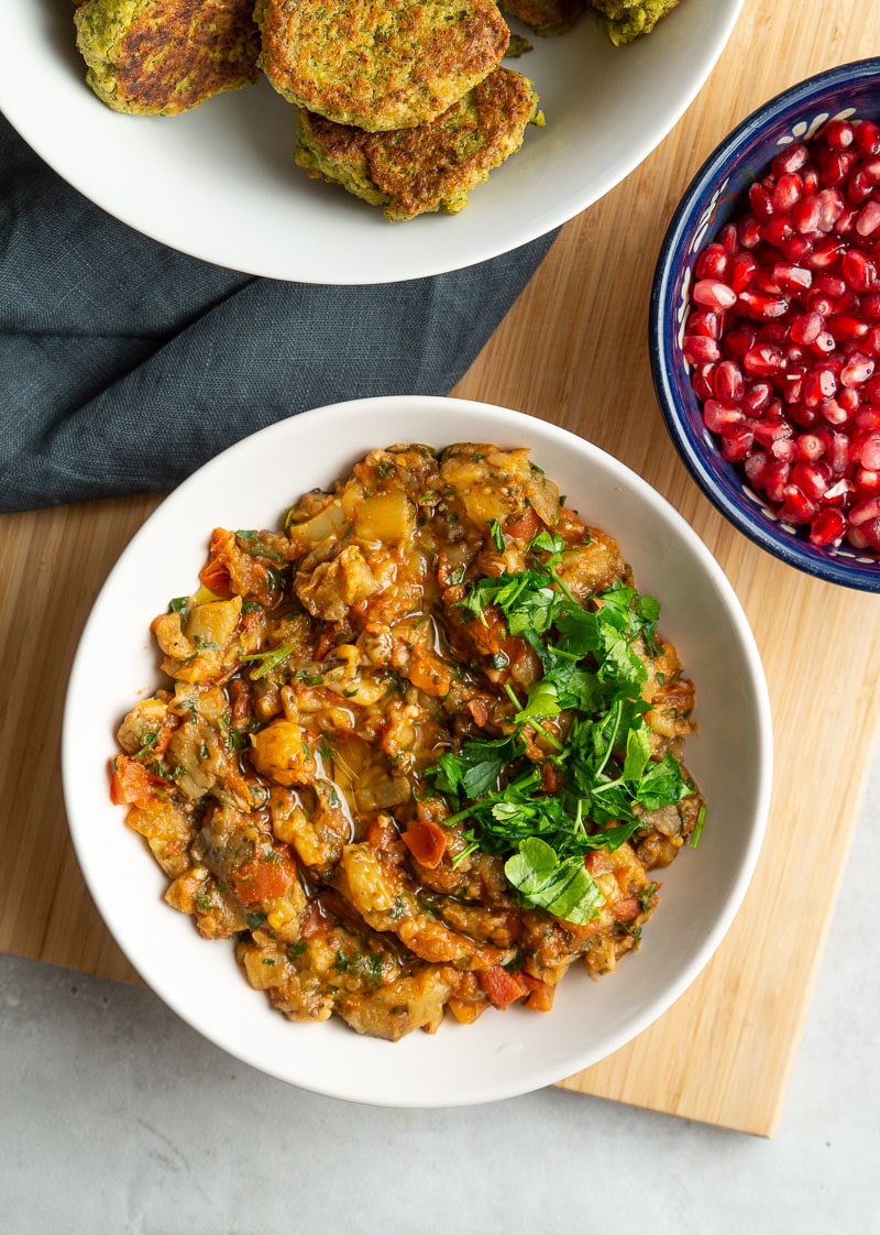 Marrokansk dip med tomater og aubergine - Zaalouk