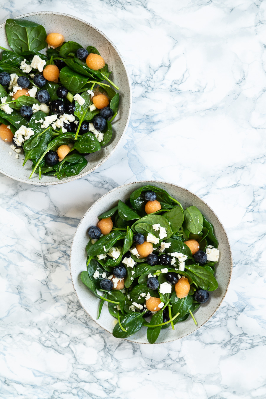 Melonsalat med spinat