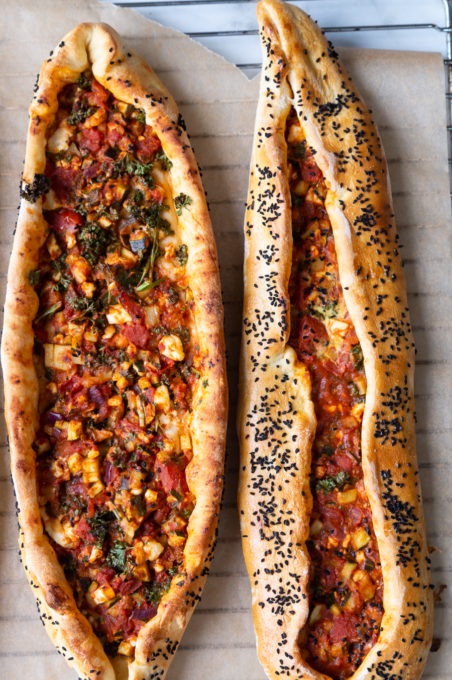 vegetarisk tyrkisk pide