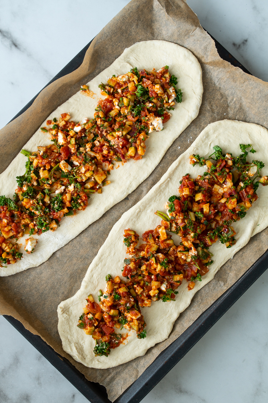 vegetarisk tyrkisk pide
